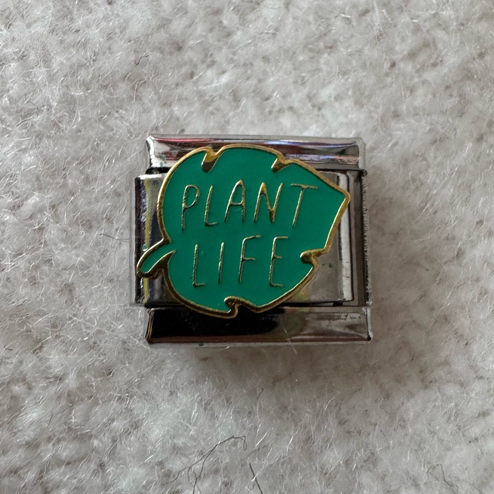 Plant Life Gardener Green Leaf Italian Charm Link
